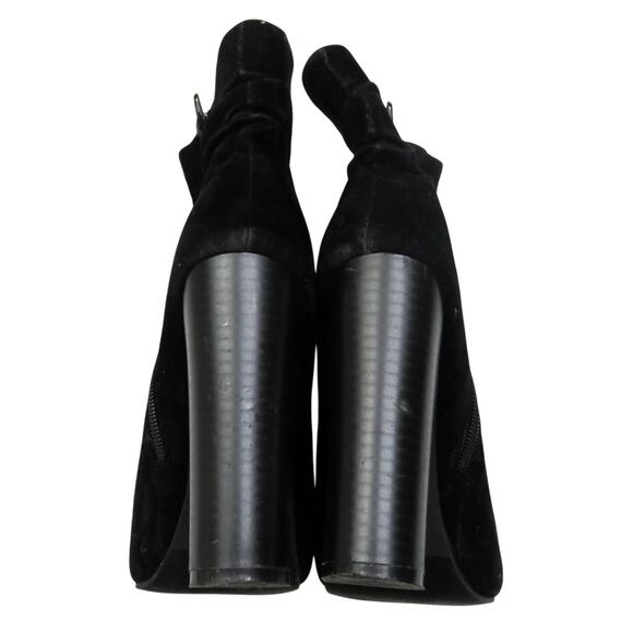 Chase & Chloe Ivy Ruched High Heel Ankle Booties Black Velvet Peep Toe Size 6 - Picture 5 of 9